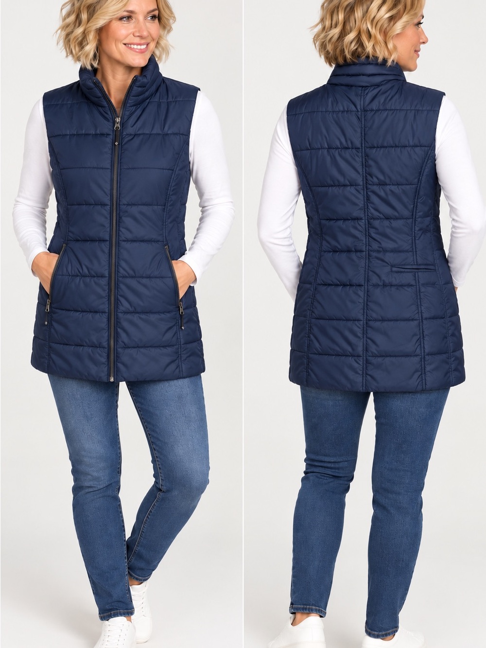 Big Chill Navy Quilted Sleeveless Puffer Vest - Women